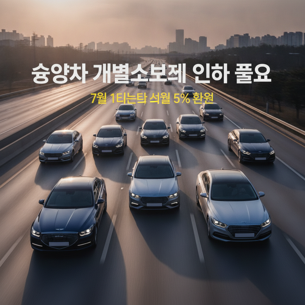 승용차 개별소비세 인하 종료…7월 1일부터 세율 5% 환원